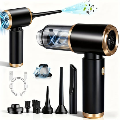 2-in-1 Handheld Vacuum Blower USB Rechargeable Cordless Mini Vacuum Cleaner Blow Suction Mode with Filter Dust Cup for Home Car Office Keyboard Lightweight