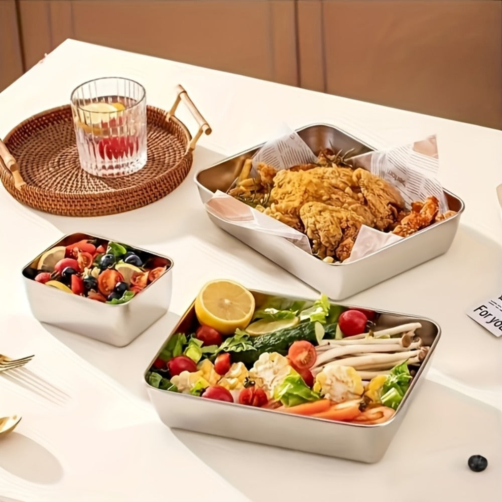 Stainless Steel Food Storage Containers 5 Pack with Lids Reusable Baking Trays for Meal Prep Picnic Refrigerator Organization Kitchen