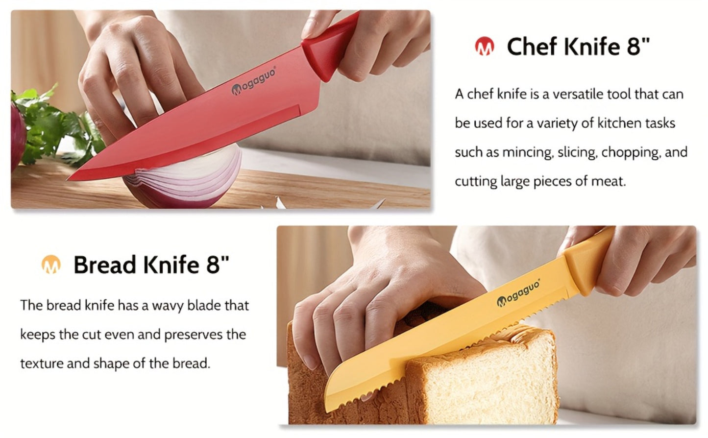 Rainbow Kitchen Knife Set 14pcs – 7 Sharp Stainless Steel Knives with 7 Blade Guards, Dishwasher Safe, Non-Stick Professional Chef Knife Set with Sheaths