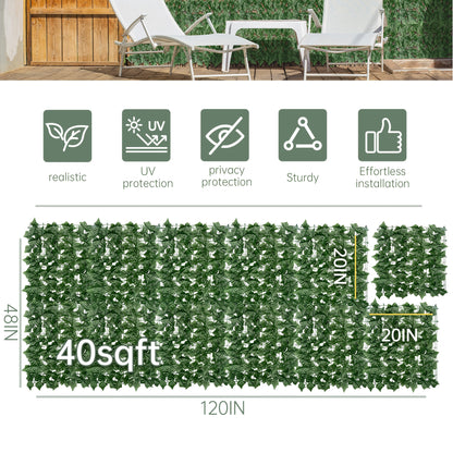 Artificial Ivy Privacy Fence Screen – UV-Resistant Faux Ivy Hedge Panel for Outdoor Patio, Garden, Balcony & Fence Cover | Realistic Greenery Wall Decor | Multiple Sizes Available