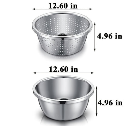 Stainless Steel Colander with Mixing Bowl Set 304 Food Grade Strainer Bowl for Washing Vegetables Fruit Rice Dishwasher Safe Kitchen Colander Sieve Multiple Sizes