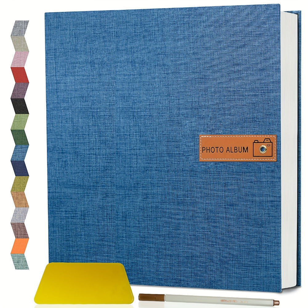 Self Adhesive Photo Album Scrapbook – Large Linen Cover Memory Book for 4x6 5x7 8x10 Photos, DIY Picture Book with Metal Pen, Gift for Mom, Baby, Wedding, Valentine's Day & Mother's Day, 40 & 60 Pages