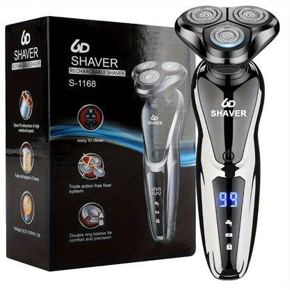 Cordless Foil Electric Shaver for Men 3D Floating Head LED Display Rechargeable Wet Dry Razor Close Shave Beard Trimmer Valentine's Day Gift