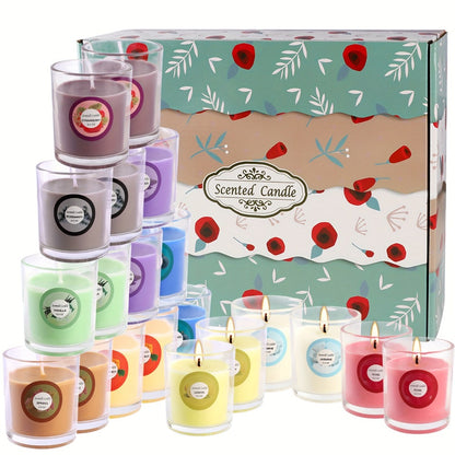 Scented Candles Gift Set 20 Pack | 10 Fragrances Natural Soy Wax Glass Jar Candles with Dried Flowers | Aromatherapy Candle Set for Women Birthday Christmas Valentine's Day Mother's Day Wedding