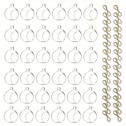 Hanging Glass Ball Candle Holders Set for Wedding Party Christmas Tree Decoration - Clear Glass Tea Light Holders with Hanging Design, Fillable Ornament Balls for Home Decor
