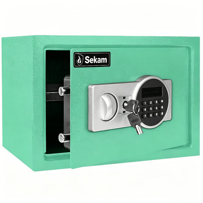 Fireproof Home Safe Box with Digital Keypad and Key Lock Heavy Duty Steel Security Safe for Money Documents Valuables Jewelry Passports 0.23 0.8 1.5 2.2 Cubic Feet Multiple Colors with Cash Bag