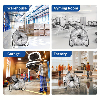 Industrial Floor Fan – Heavy Duty Metal Stand Fan with 3 Speed Settings & 360° Tilt, High Velocity Airflow for Warehouse, Workshop, Garage, Factory & Basement – 4/9/14/20 Inch
