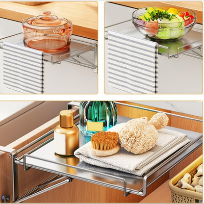Foldable Stainless Steel Kitchen Storage Rack – Cabinet Door Organizer & Countertop Shelf for Kitchen, Bathroom & Pantry | Space-Saving Multi-Use Hanging Rack