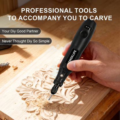 Cordless Rotary Tool Set Rechargeable Engraving Pen – Adjustable Speed Electric Wood Carving Tool for Grinding Polishing Etching Cutting DIY Craft