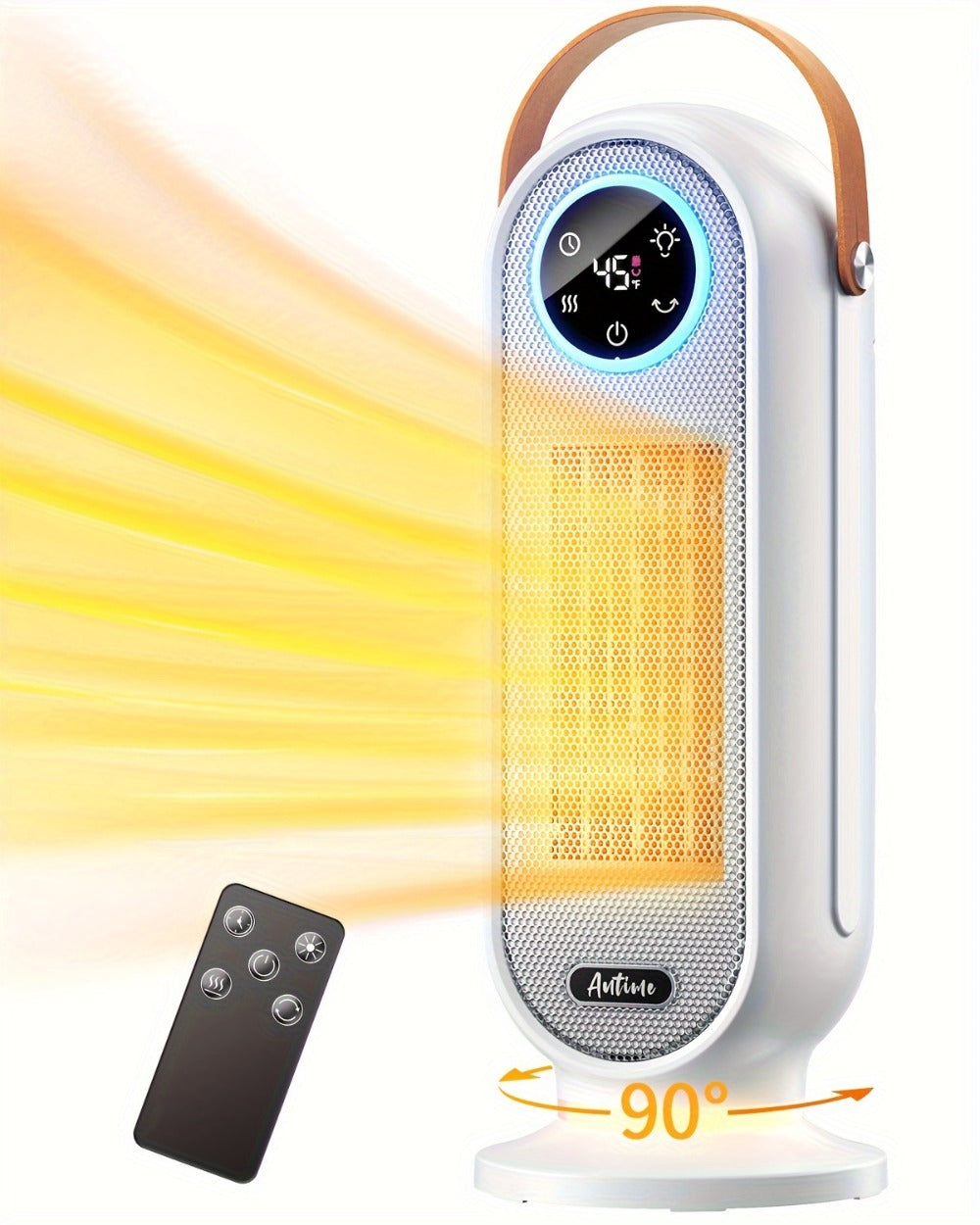 Space Heater 1500W with Remote Control & Digital Display – Portable Electric Heater for Indoor Use, 90° Oscillation, Overheat Protection, Ultra-Quiet Room Heater for Bedroom, Office & Home