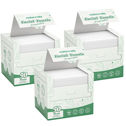Disposable Face Towels Jumbo Ultra-Soft Extra Thick – Highly Absorbent Dry Wet Dual-Use Facial Wipes for Makeup Removal, Facial Cleansing, Spa & Travel, All Skin Types, 50 / 100 / 150 Sheets per Pack