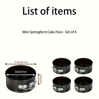 Springform Cake Pan Set, Nonstick Carbon Steel Cheesecake Pan with Removable Bottom & Locking Latch, Round Springform Pan for Cheesecake Pizza Quiche Mousse, 4-Inch Set or 4"/7"/9" 3-Piece Set