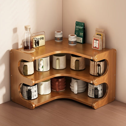 Corner Shelf Organizer 2 3 Tier Space Saving Desk Corner Rack for Home Office Bedroom Living Room, Sturdy Countertop Display Shelf for Plants Books Stationery Decor, Modern Minimalist Design