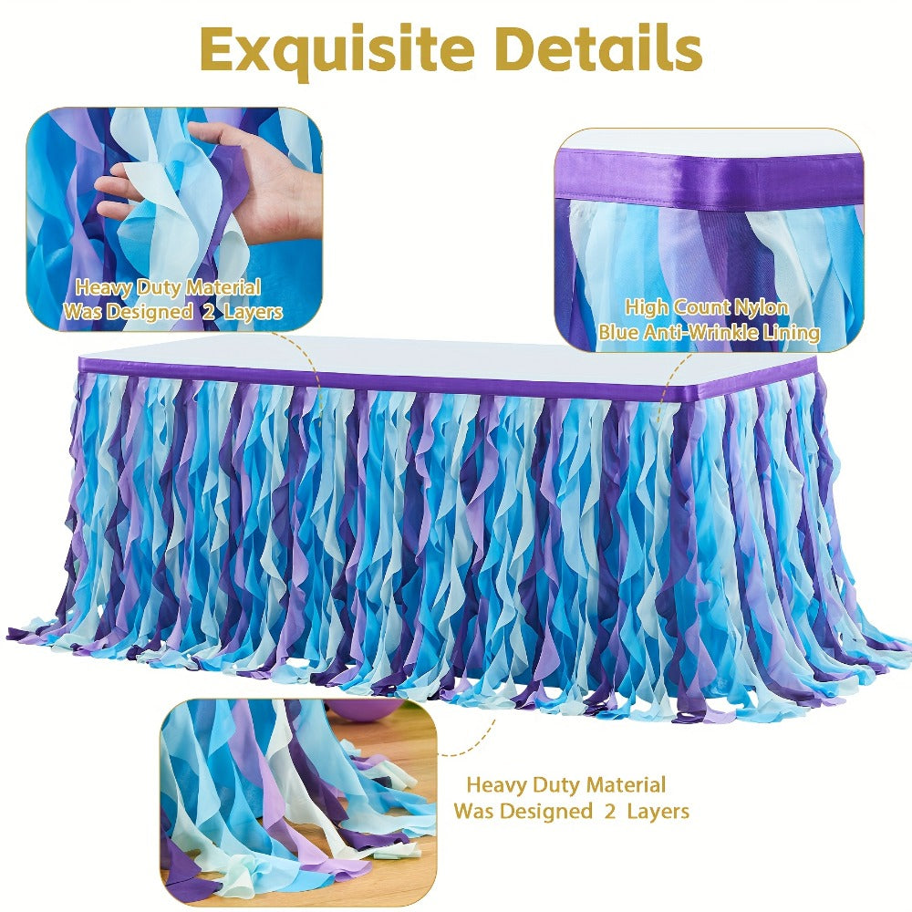 Tutu Table Skirt 6ft – Ruffle Curly Willow Tulle Table Skirt for Rectangle & Round Tables, Birthday Party, Wedding, Baby Shower, Christmas & Halloween Decoration, Multiple Colors