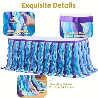 Tutu Table Skirt 6ft – Ruffle Curly Willow Tulle Table Skirt for Rectangle & Round Tables, Birthday Party, Wedding, Baby Shower, Christmas & Halloween Decoration, Multiple Colors