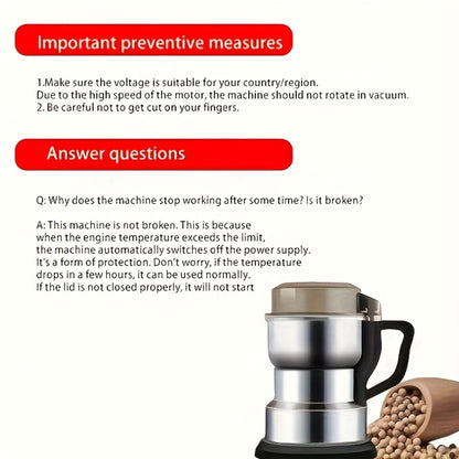 Electric Coffee Grinder 400ml 14oz 4-Blade Stainless Steel 10 Second Quick Grinding for Coffee Beans Spices Nuts Grains Dry Wet Dual Purpose Food Processor 25000 RPM