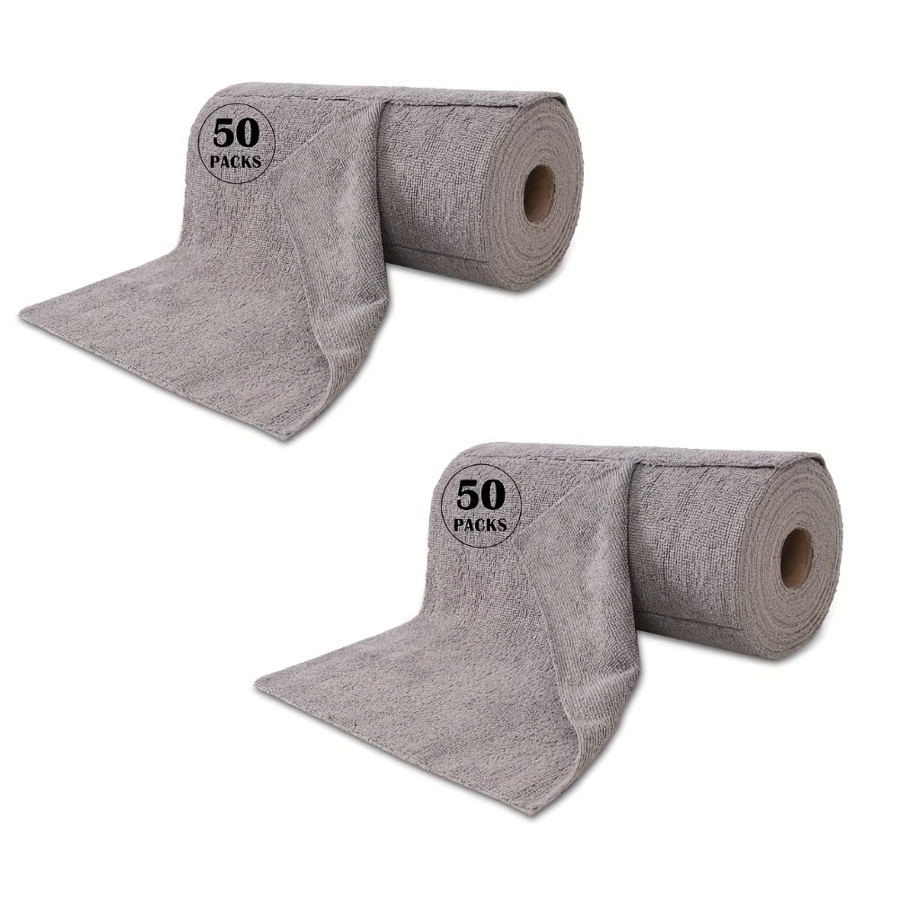 Microfiber Cleaning Cloths Reusable Paper Towel Roll Replacement – Washable Absorbent Tear-Away Dishcloths for Kitchen, Bathroom & Car | Eco-Friendly Rags 50 or 100 Pack, 12x12 Inch