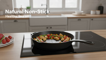 Cast Iron Cookware Set for Kitchen Camping BBQ - Non-Stick Skillet Dutch Pot Frying Pan Baking Tray Griddle Options, Oven Safe Stovetop Campfire Cookware for Home RV Holiday Cooking Multiple Set Choices