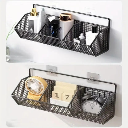 Wall Mounted Kitchen Storage Basket – Metal Wire Rack Organizer, 2 or 3 Grid Tier, Space Saving Vertical Pantry Shelf for Spices, Snacks & Beverages, Home Kitchen & Retail Store Display