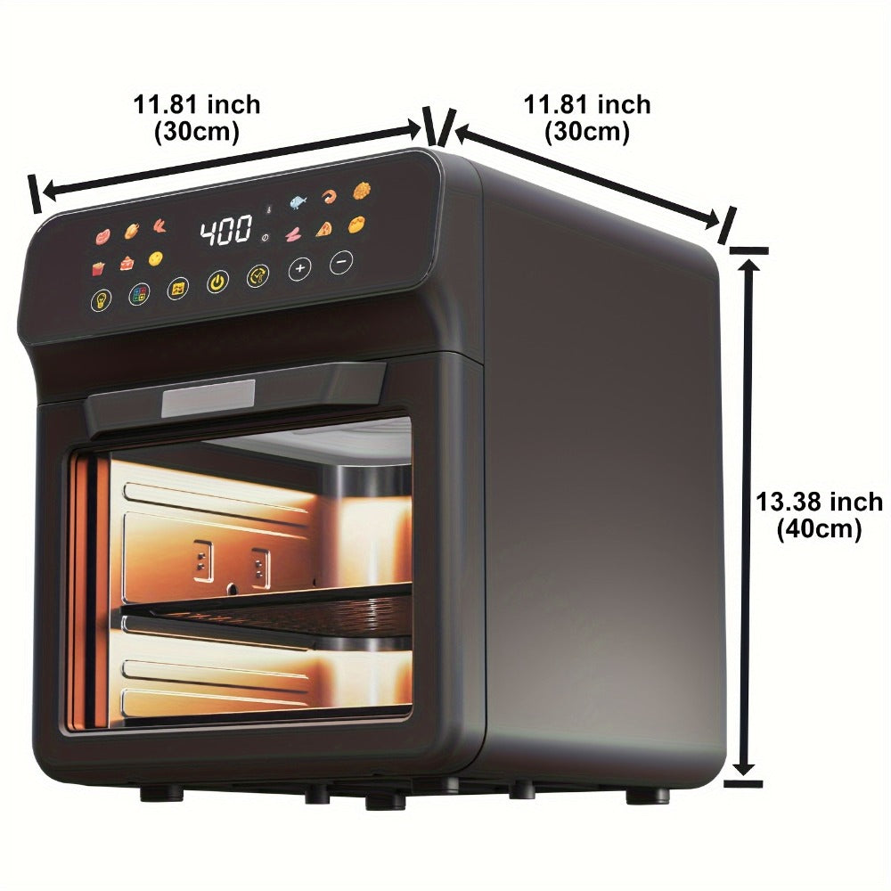 Air Fryer Convection Oven 12QT – 12-in-1 Multi-Function, Touchscreen, Visible Window, Oil-Free Non-Stick Basket, One-Touch Operation, Baking, Roasting, Dehydrating & Fast Cooking