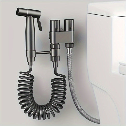 Bidet Toilet Spray Gun Angle Valve One In Two Out Handheld Flusher Booster Sprayer for Toilet Women Washing Machine Household Bathroom Hygiene Modern Minimalist