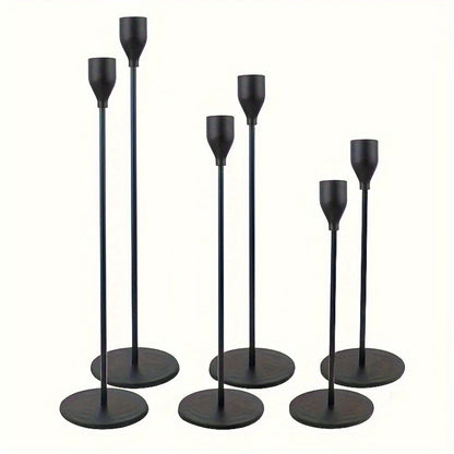 Taper Candlestick Holders Set of 6 - Decorative Metal Candle Holder Stand for Home Decor Wedding Dining Table Centerpiece Party Anniversary Event, Gold Rose Gold Black (Candles Not Included)