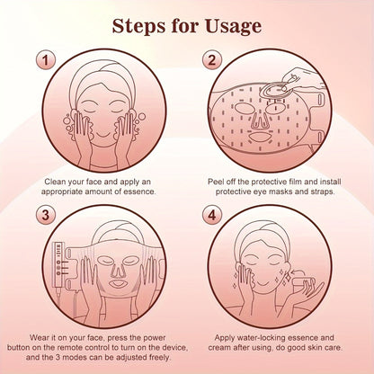 LED Face Mask 7 Color Light Therapy Photon Skin Rejuvenation Mask Portable Silicone Beauty Device USB Rechargeable Anti-Aging Acne Wrinkle Treatment for Women Men Black White