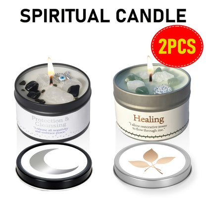 Manifestation Candles Scented Soy Wax with Crystal & Guidance Card for Meditation Yoga Focus | Law of Attraction Abundance Candle | Christmas Birthday Gift for Women