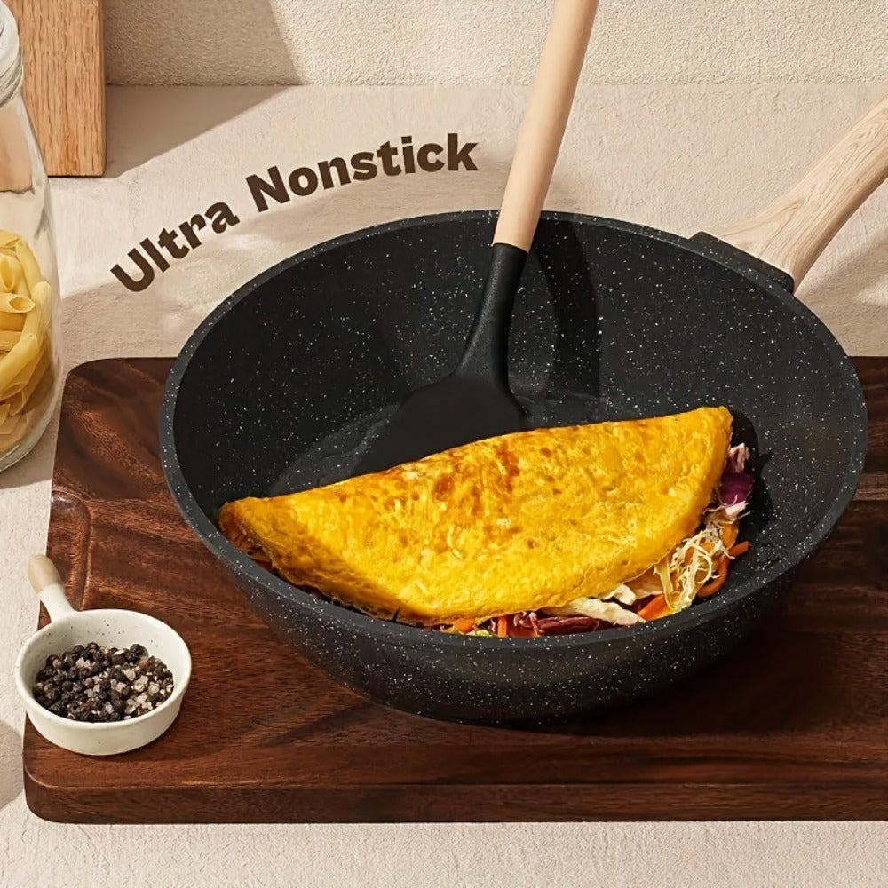 Granite Nonstick Cookware Set – Frying Pans, Pots & Lids, Non-stick Coating, Induction & Electric Stove Compatible, Kitchen Essentials Gift Set