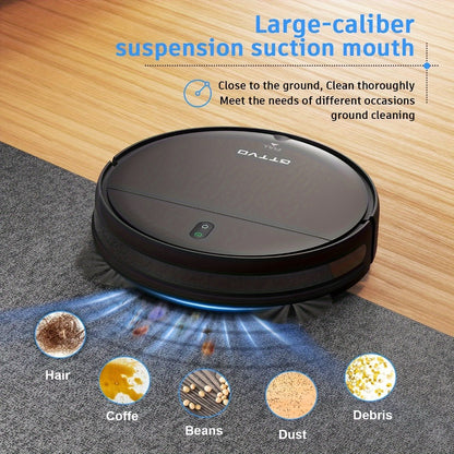 Robot Vacuum Cleaner 5000Pa 3-in-1 Sweep Vacuum Mop with Auto Charging App Voice Control Fixed-Point Cleaning Water Tank Dust Box Smart Home Floor Cleaner for Carpet Hard Floor Pet Hair