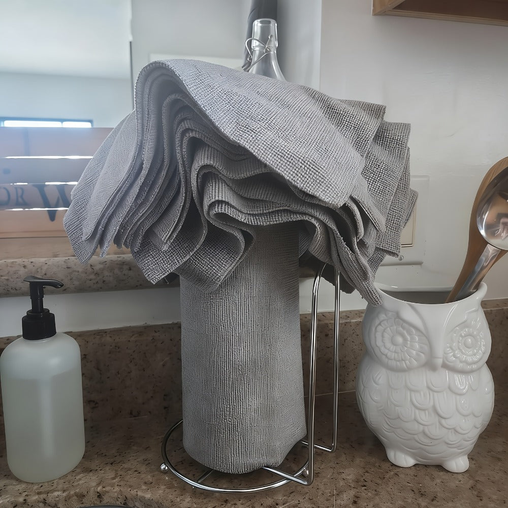 Microfiber Cleaning Cloths Reusable Paper Towel Roll Replacement – Washable Absorbent Tear-Away Dishcloths for Kitchen, Bathroom & Car | Eco-Friendly Rags 50 or 100 Pack, 12x12 Inch