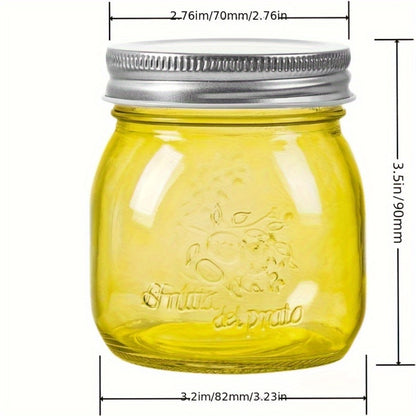 Mason Jars 8oz 12-Pack Colored Airtight Canning Jars with Metal Lids Regular Mouth for Jam Honey Pickling Spices Wedding Favors Pantry Storage