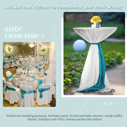 100pcs Satin Chair Sashes Bows for Wedding Banquet Party Event Decoration – 13 Colors, 18×275cm