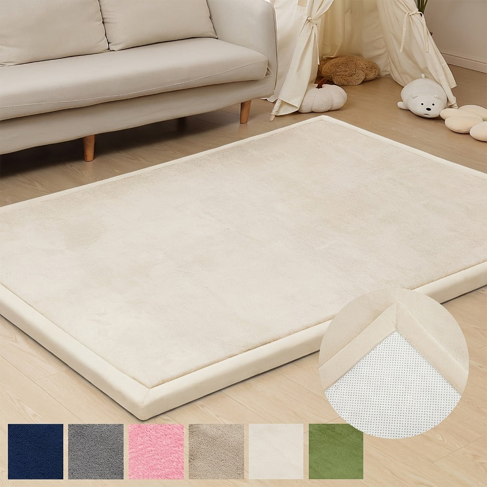 Memory Foam Area Rug Tatami Mat Non-Slip Coral Velvet Floor Mat for Living Room Bedroom Kids Playroom Yoga — Multiple Sizes & Colors