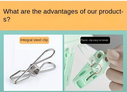 Clothes Drying Rack with Clips Stainless Steel Laundry Hanger Windproof Skidproof Multi-Clip Sock Underwear Dryer for Home Bedroom Balcony – 30/40/50 Clips
