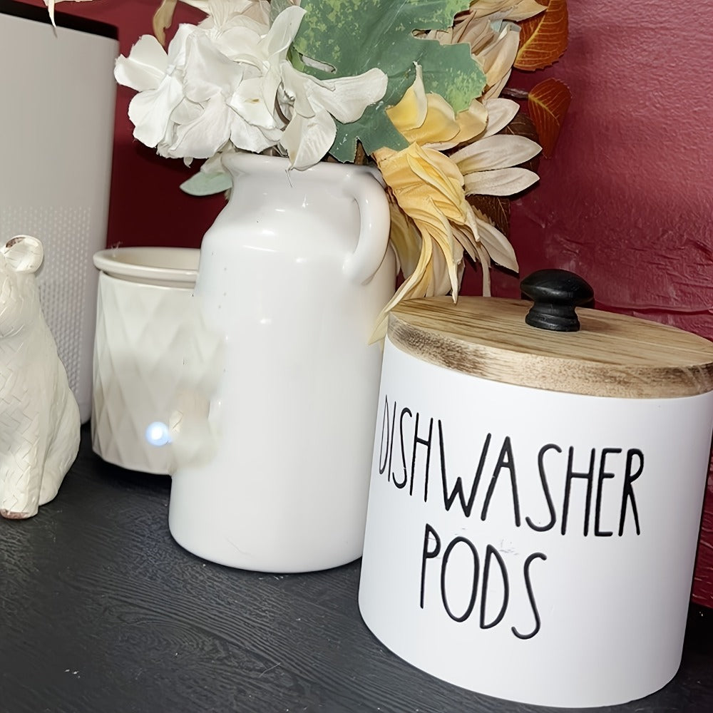 Laundry Ball Holder Round Storage Container | Bohemian Wooden Organizer for Laundry Pods Detergent Dryer Balls – Space-Saving Kitchen Bathroom Farmhouse Decor Countertop Basket