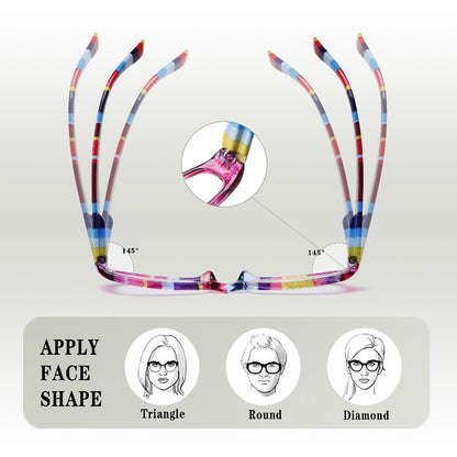 Reading Glasses 4-Pack Retro Rectangle Spring Hinge Multi-Strength for Men and Women – 1.0x to 4.0x Magnification Colorful Printed Frames Eyeglasses Set