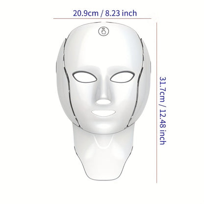 7-Color LED Light Therapy Facial Mask Device – Skincare Beauty Tool for Face & Neck, USB Rechargeable, Anti-Aging Red Light, Acne Blue Light, Skin Rejuvenation Gift