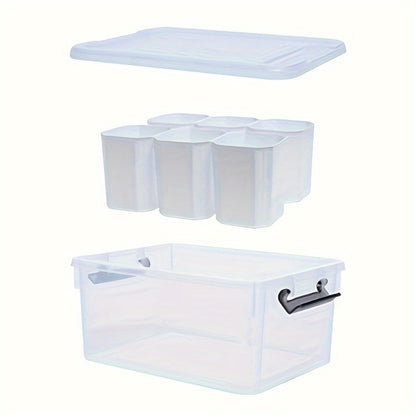 Clear Storage Box with Lid 17Qt 6 Divider Inserts Stackable Desktop Organizer for Craft Jewelry Stationery Tools Office Home