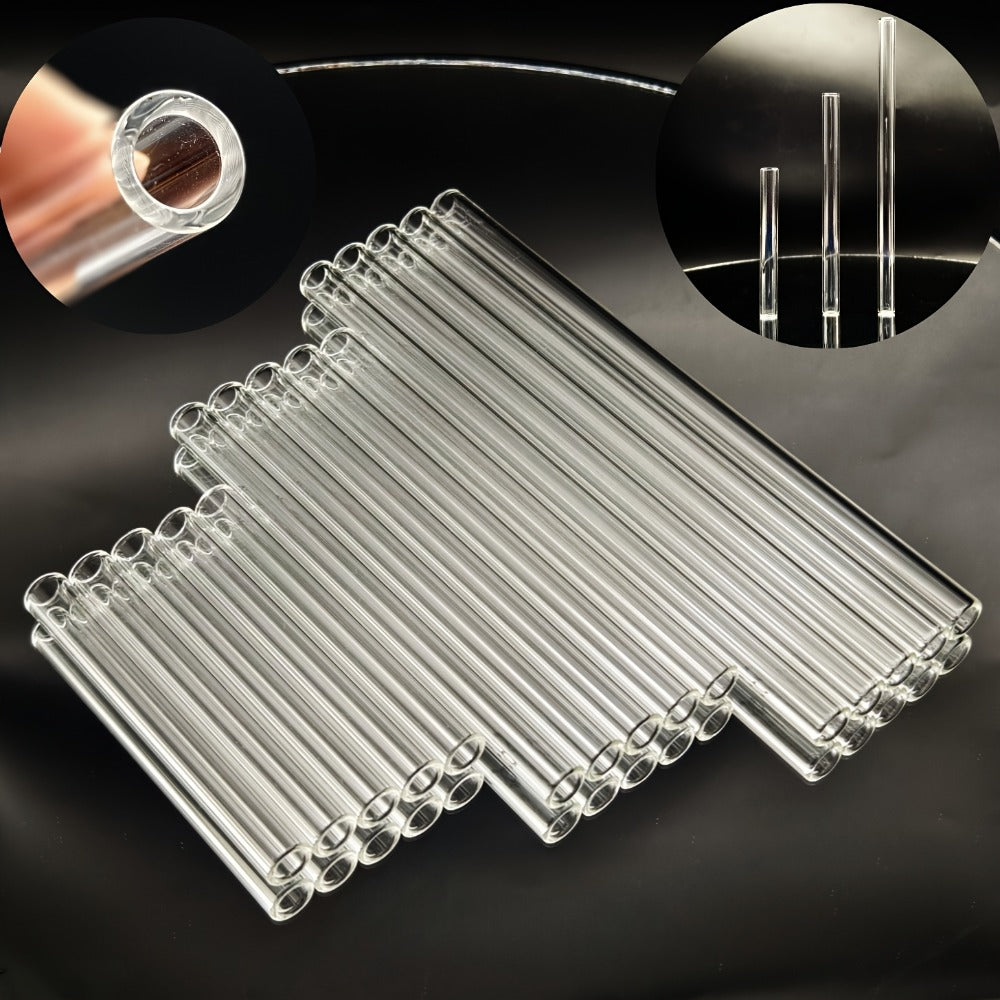 Glass Straws Reusable 12 Pack with Cleaning Brushes - Borosilicate Glass Drinking Straws 6 or 8 Inch, Clear & Colorful, Thick 12mm, Dishwasher Safe for Smoothies, Juice, Coffee & Cocktails