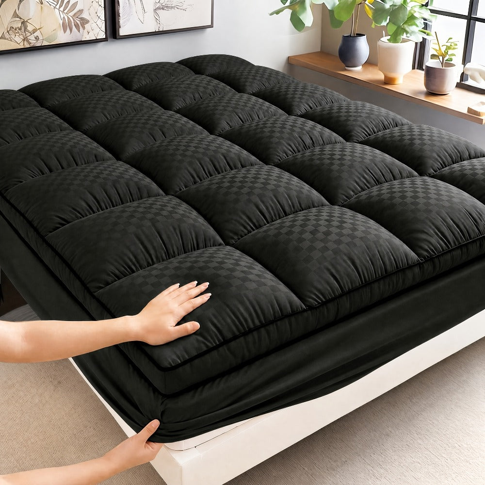 Quilted Mattress Topper Pillow Top 1000GSM - Fitted Mattress Pad Cover Deep Pocket 8-21 Inch, Breathable Cooling Mattress Protector Twin Full Queen King, Machine Washable, 4 Colors