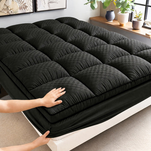 Quilted Mattress Topper Pillow Top 1000GSM - Fitted Mattress Pad Cover Deep Pocket 8-21 Inch, Breathable Cooling Mattress Protector Twin Full Queen King, Machine Washable, 4 Colors