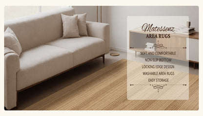 Washable Area Rug Non-Slip Rubber Backed Braided Woven Cotton Kitchen Mat Indoor Entryway Living Room Bedroom Floor Rug Multi-Size