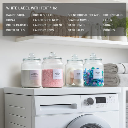 Airtight Glass Jars with Lids Labels and Spoons Half Gallon Storage Canisters for Laundry Detergent Pods Scent Booster Beads Kitchen Pantry Organization Food Safe Wide Mouth 1 2 3 4 Pack
