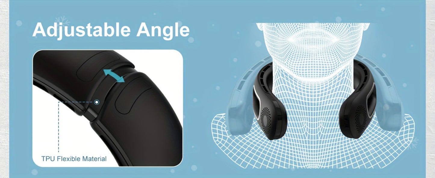 Neck Fan Portable Bladeless 360° Cooling, 16-Hour Battery Life, 4 Speed Settings, USB Rechargeable Hands-Free Wearable Personal Fan for Women and Men, Travel, Office, Outdoor, Camping and Stocking Stuffer