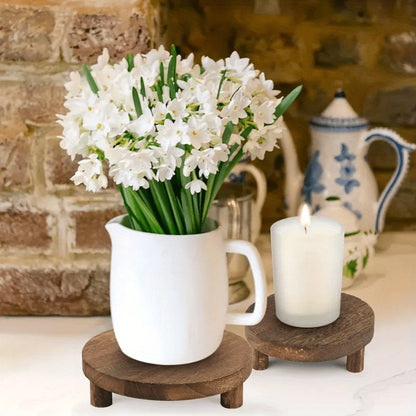 Wooden Display Risers Set of 3 – Rustic Farmhouse Cake Stand Pedestals for Kitchen Counter, Home Decor, Christmas & Holiday Table Centerpiece Organizer