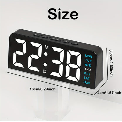 Digital LED Alarm Clock with Temperature Display - Time, Date & Temp LED Desk Clock, USB Powered, Beep Alarm, Modern Design for Bedroom, Living Room & Office, Father's Day Gift