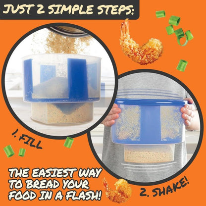 Breader Bowl Mess-Free Breading Station, All-in-One Shake and Coat Batter Bowl for Chicken Fish Shrimp Vegetables, Pour-In Seasoning Lid-Lock Design, Easy Breading Tool for Frying & Air Fryer Cooking
