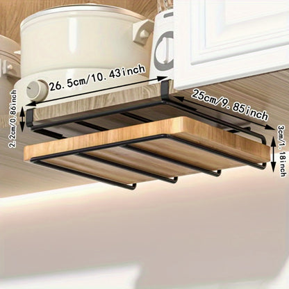 Kitchen Hook Rack for Cutting Boards Lids & Cabinet Door – Heavy Duty Carbon Steel Wall Mounted Organizer for Kitchen Tools & Bathroom Supplies, Rust-Resistant Black