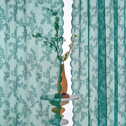 Sheer Lace Curtains 2 Panels Bohemian Floral Semi-Transparent Rod Pocket Window Curtains for Living Room Bedroom All Seasons